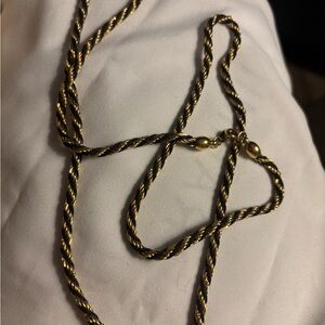Vintage Trifari Gold and Black Twisted Rope Necklace